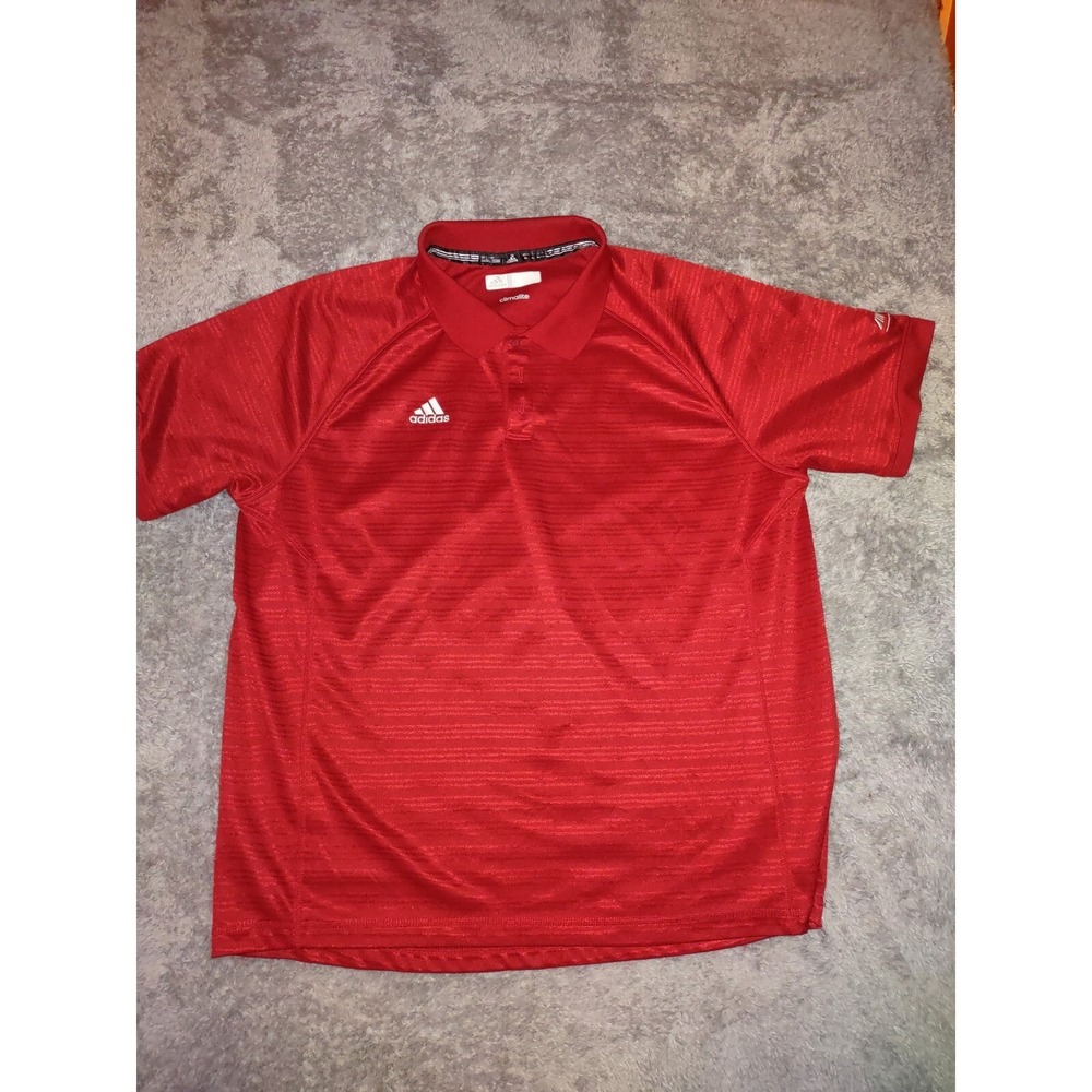 Adidas ClimaLite Golf Polo Shirt Multi Vans Logo Athletic Red Men's XL Sporty